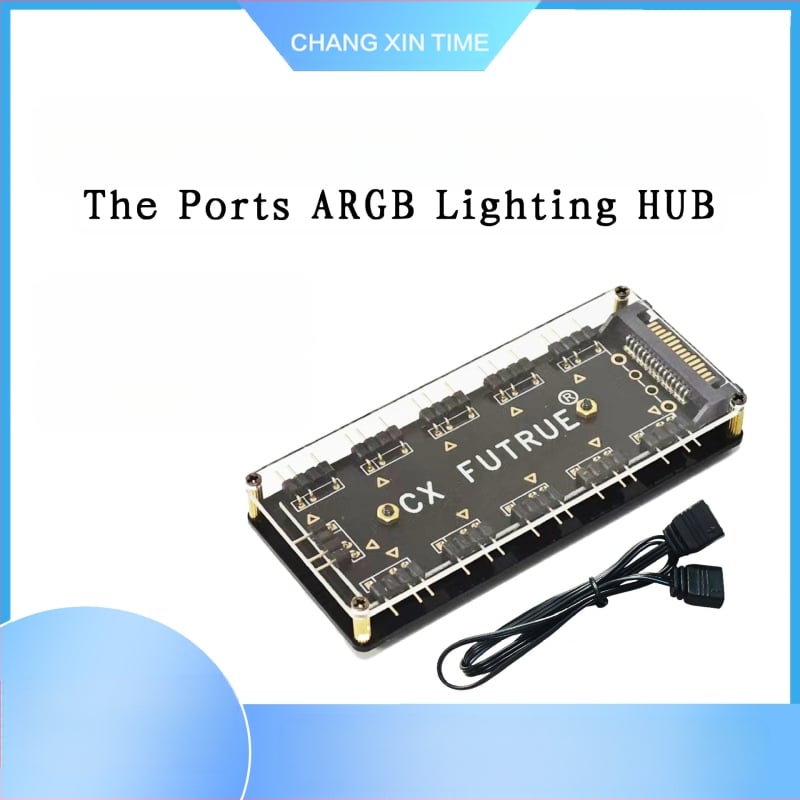 5V 3-пинов ARGB осветителен хъб с 1 към 10 синхронизация, Божествена светлинна синхронизация, BXK-00053, OEM, Changxin Times