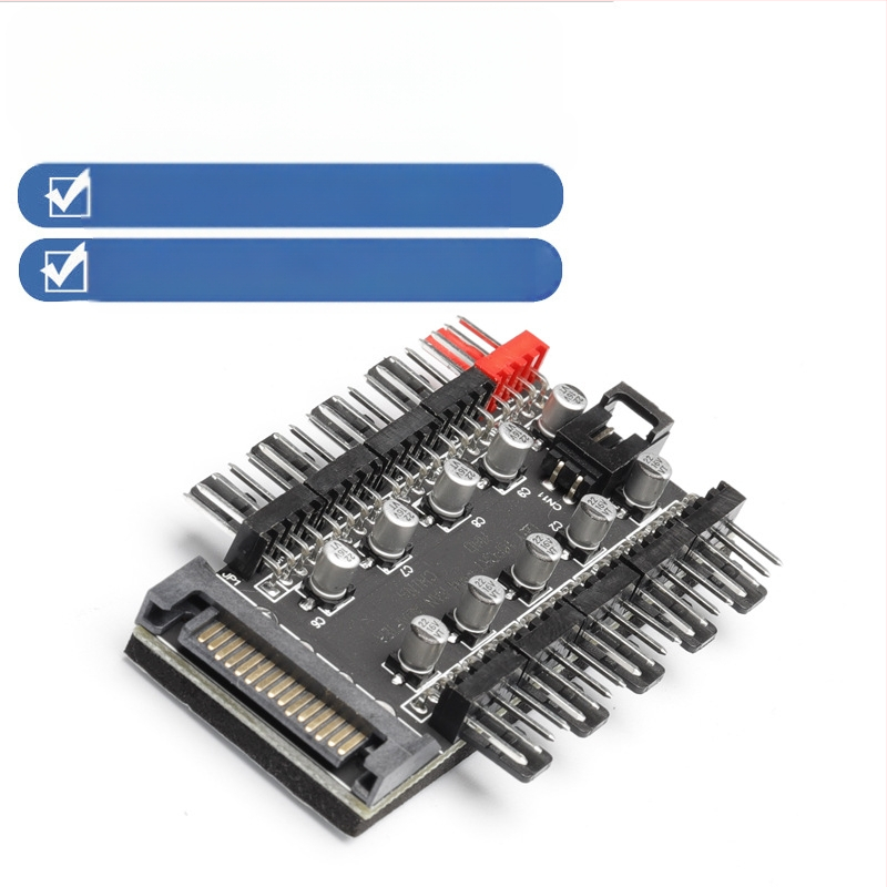 Хъб за вентилатори, 10-канален интелигентен контрол на температурата, 4-пинов PWM, захранване чрез SATA, OEM готов