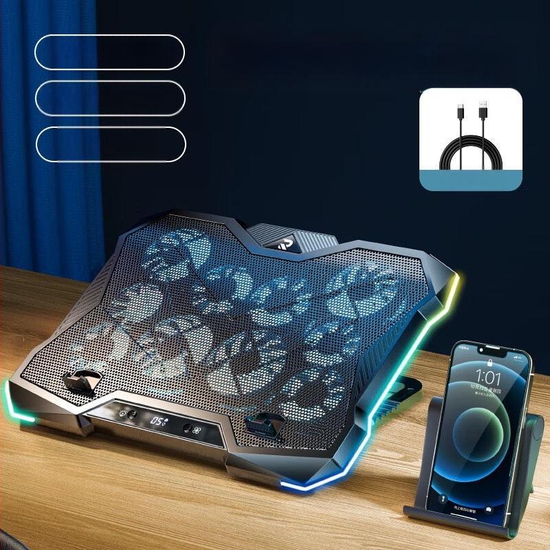 Nešiojamojo kompiuterio radiatorius su 10 ventiliatorių, oro aušinimas, ABS + plieno tinklas, 1,4 kg