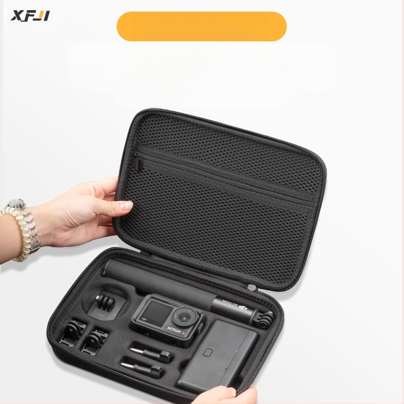 XFJI PU laikymo krepšys DJI Action3/4 veiksmo kameroms, nešiojimo per petį dizainas