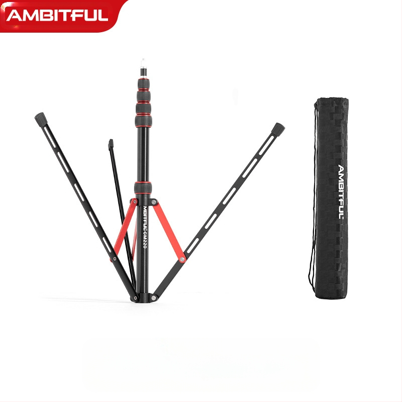 GM220 profesionalni stalak za fotografiju rasvjetu, aluminijska legura, visina 49.5–220 cm, nosivost 2.5 kg, 5 segmenata, promjer cijevi 1.3/1.6/1.9/2.2/2.5 cm