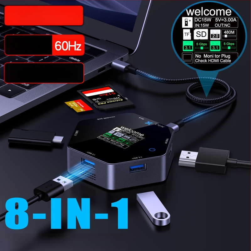 Type-C išplėtimo centras su 5 Gbps USB-C sąsaja, išorinė galia, modelis YC-931