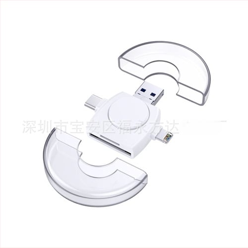 FD-W57 Apvalus kortelių skaitytuvas su OTG, USB-C ir USB Micro, SD/TF