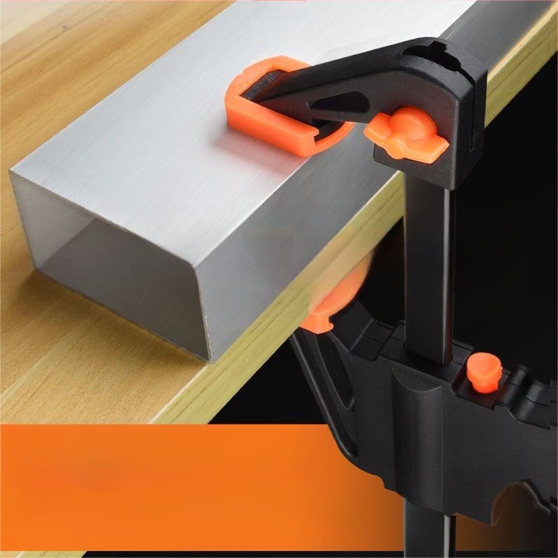 F tipo staliaus spaustukas, patobulinta konstrukcija medinėms plokštėms, stačiu kampu, dviejų vienetų rinkinys