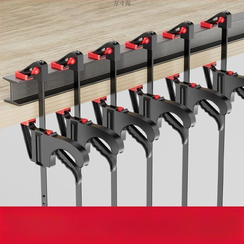 F tipo staliaus spaustukas, patobulinta konstrukcija medinėms plokštėms, stačiu kampu, dviejų vienetų rinkinys