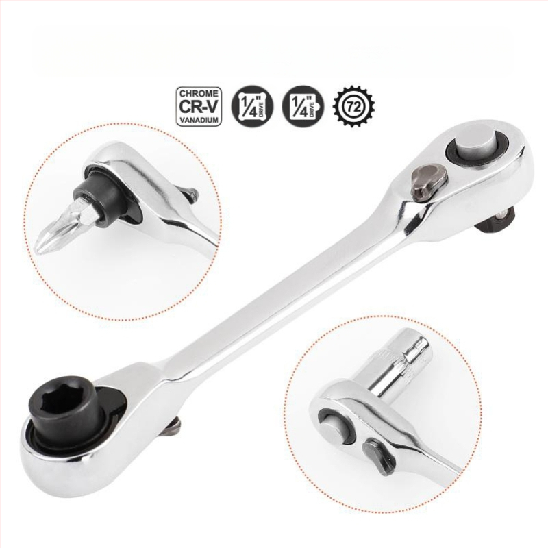 Dvipusis veržliaraktis su 72 dantimis, 1/4 colio pavara, chromo vanadžio plienas