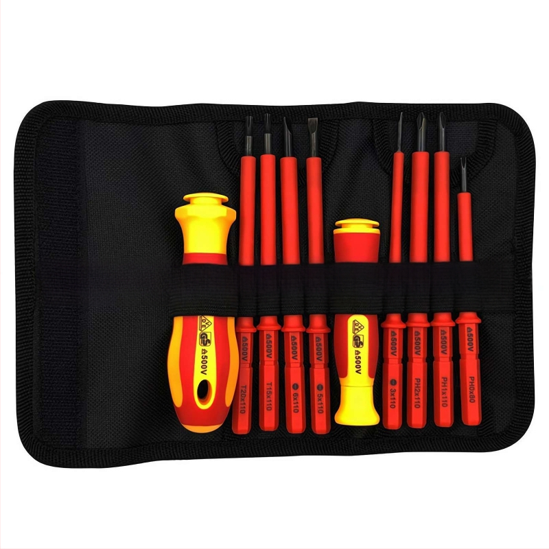 Σετ κατσαβιδιών με 10 εναλλάξιμες λεπίδες, VDE μονωμένες, μαγνητικό, με θήκη, από χρωμιοβάνδιο χάλυβα