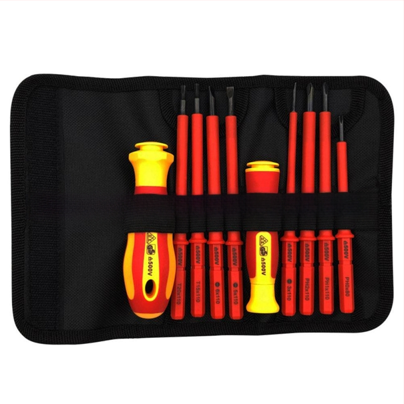 Σετ κατσαβιδιών με 10 εναλλάξιμες λεπίδες, VDE μονωμένες, μαγνητικό, με θήκη, από χρωμιοβάνδιο χάλυβα