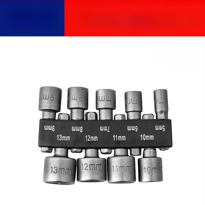 Set šestougaonih glava za bušilicu i odvijač, krom-vanadij čelik, premazana površina, tip: ključ s glavom