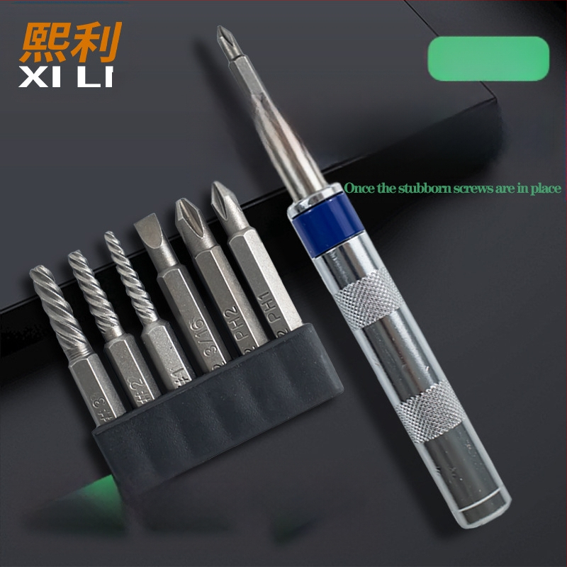 Mini smūginis atsuktuvų rinkinys su šešiakampiu rankena, didmeninė pakuotė (Medžiaga: S2+CRV)