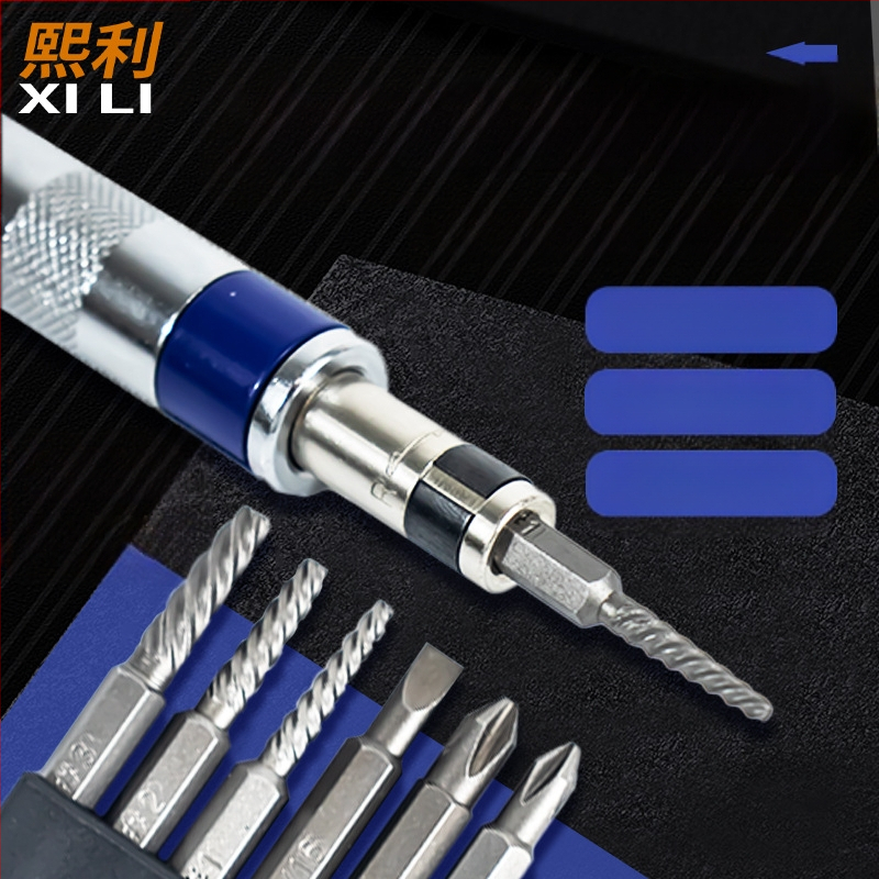 Mini smūginis atsuktuvų rinkinys su šešiakampiu rankena, didmeninė pakuotė (Medžiaga: S2+CRV)