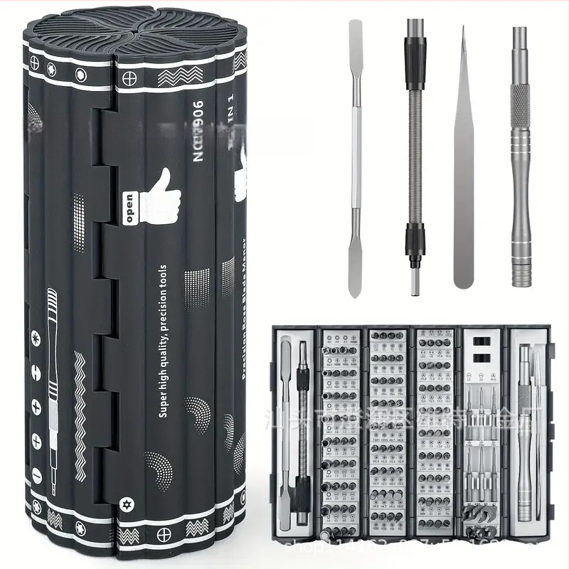 128-in-1 precizinių atsuktuvų rinkinys su magnetinėmis galvutėmis, Cr-V plienas, mobiliesiems telefonams ir kompiuteriams remontuoti