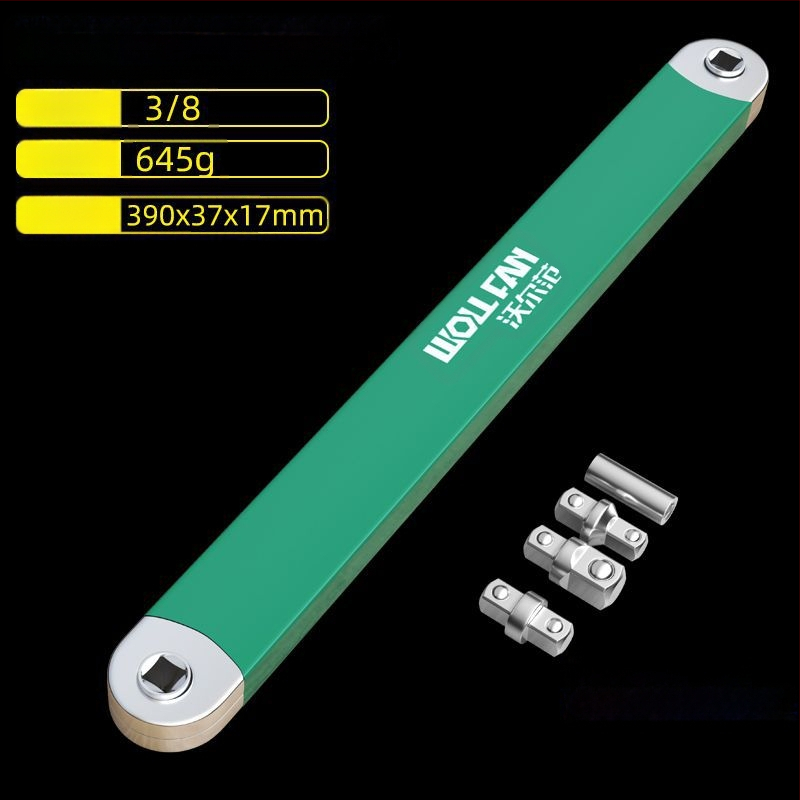 Volvan 3/8 Daugiafunkcinis išplėtimo raktas su ratchet galva ir išplėtimo kotu – chromuotas paviršius, aukštos anglies plienas, 0.645 kg