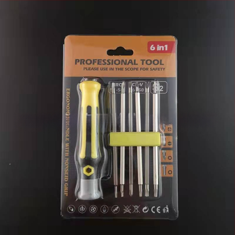 Atsuktuvo rinkinys – 6 dalių, magnetinis, izoliuotas, 45# plienas, tikslus įrankis kompiuterių ir mobiliųjų telefonų demontavimui