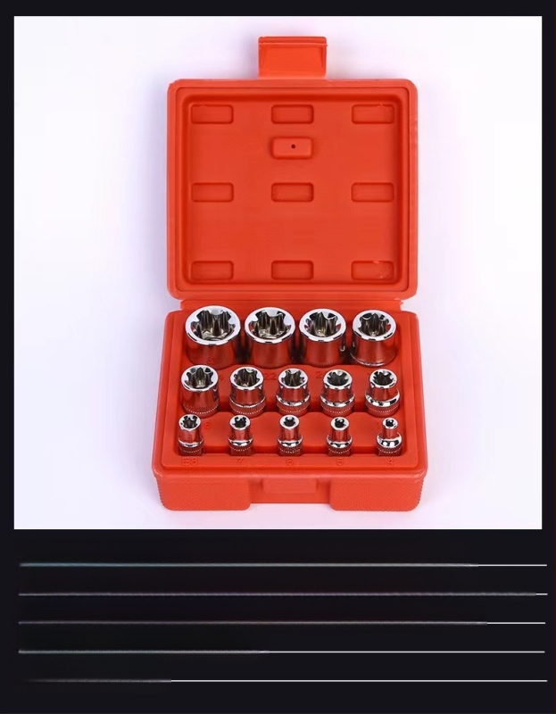 Σετ υποδοχών τύπου E • Μάρκα: Άλλο • Υλικό: Χρωμιο-μολυβδενίου ατσάλι • Για επισκευές μηχανών • Βάρος: 0.8 kg