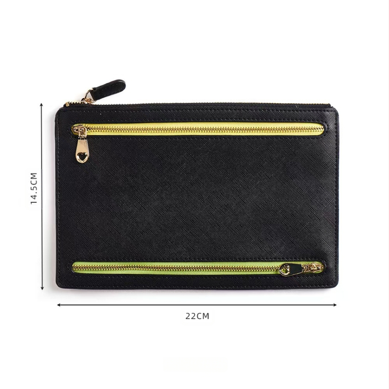 PU ādas pases un personas apliecības turētājs ar vairākiem rāvējslēdzēja nodalījumiem, lielas ietilpības, ultra viegls, ūdensizturīgs un pret zādzību, neilona iekšējā odere, biznesa elites stils ceļojumiem