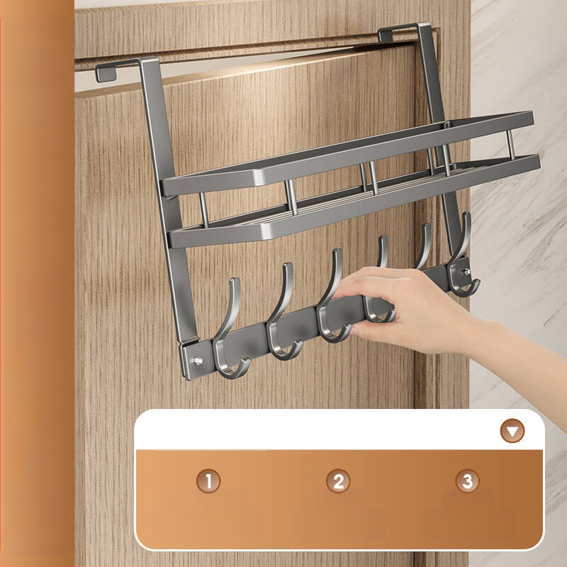 Geležinė sieninė durų kabykla, be gręžimo, skirtas koridoriui/miegamajam, 5 kg apkrova, 1 lygiui