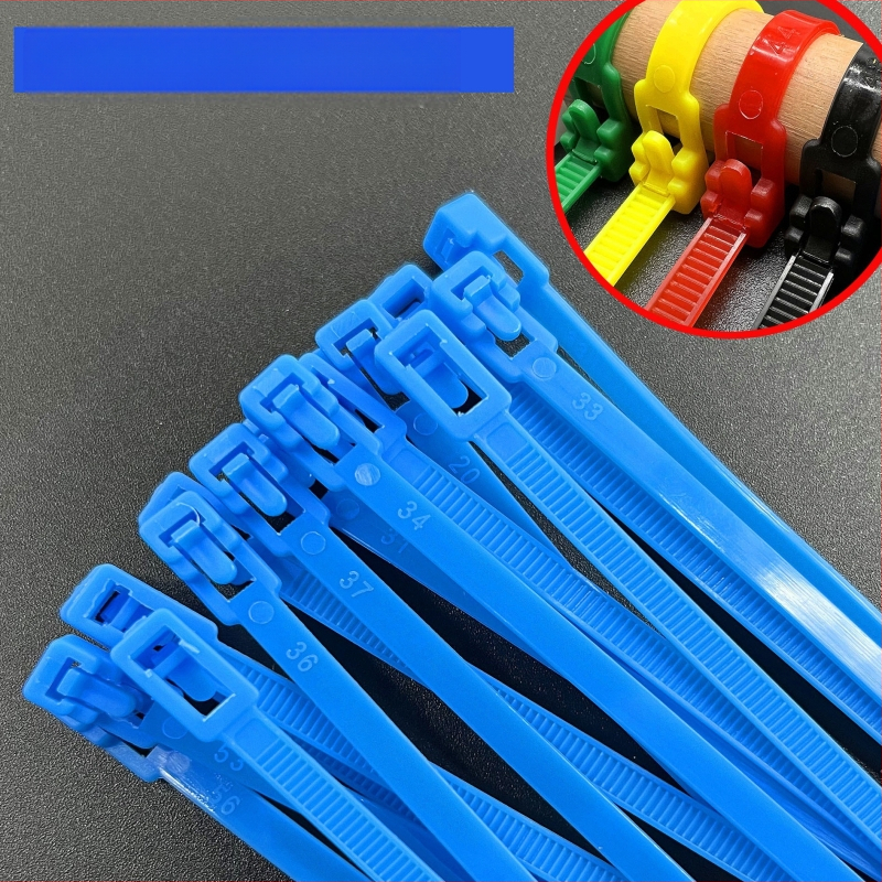 Nailono kabelių laikiklis su nuimamais užraktu — pramoninės klasės; medžiaga: nailonas; storis 0.45 mm; plotis 3.6–4.8 mm; apdorojimo pritaikymas; licencijuotas privat žymėjimas