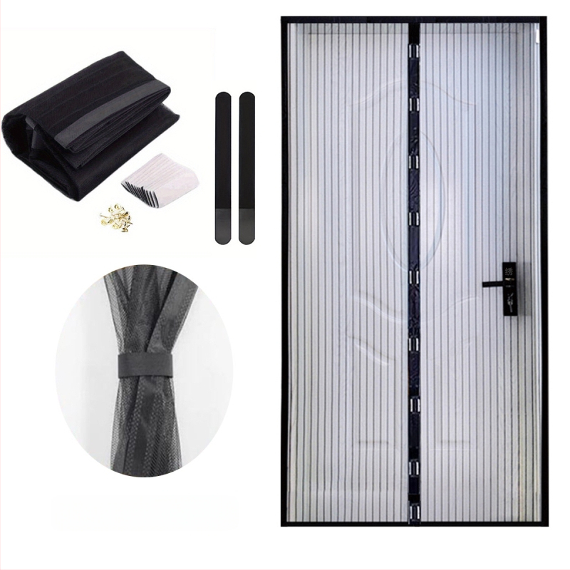 Magnetinės durų užuolaidos be gręžimo, 9 magnetinių sagtelių poros, uodų tinklas, poliesteris, svetainei, virtuvei ir restoranui