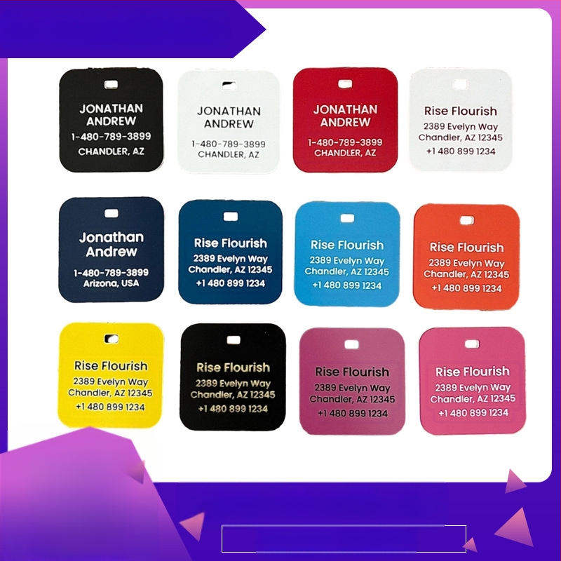 Pritaikyta bagažo etiketė, akrilinis graviravimas ir Inkjet spausdinimas