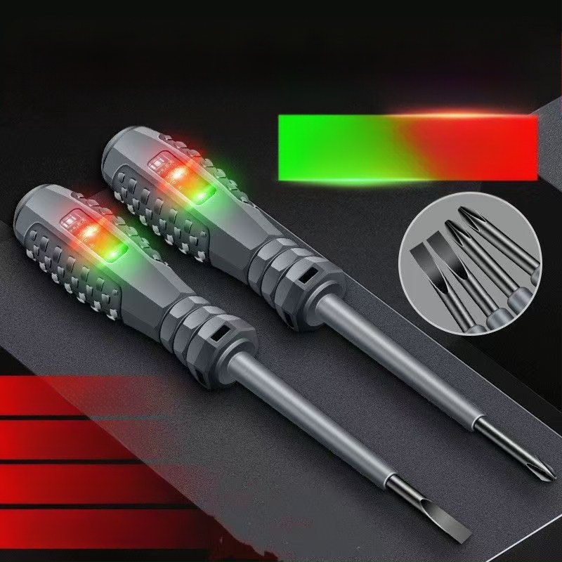 Στυλό δοκιμής ηλεκτρικών ζωντανών αγωγών με επικάλυψη καουτσούκ, LED ένδειξη, υψηλή ροπή ανίχνευσης, μαγνητικό bit με ευθεία κεφαλή