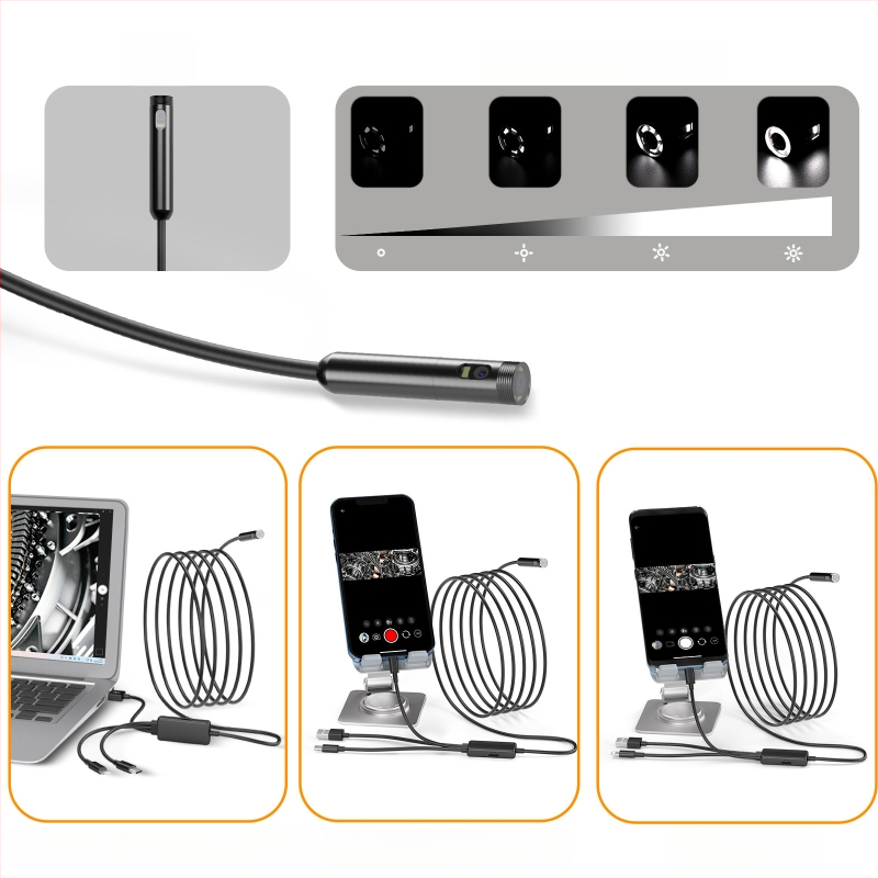 Pramoninis endoskopas su dviem objektyvais, tris viename; NK-5001Pro; IP68 atsparus vandeniui; zondo skersmuo 5.5/8.0 mm; darbinis ilgis 1000/2000/3000/5000 mm; 2.0 MP