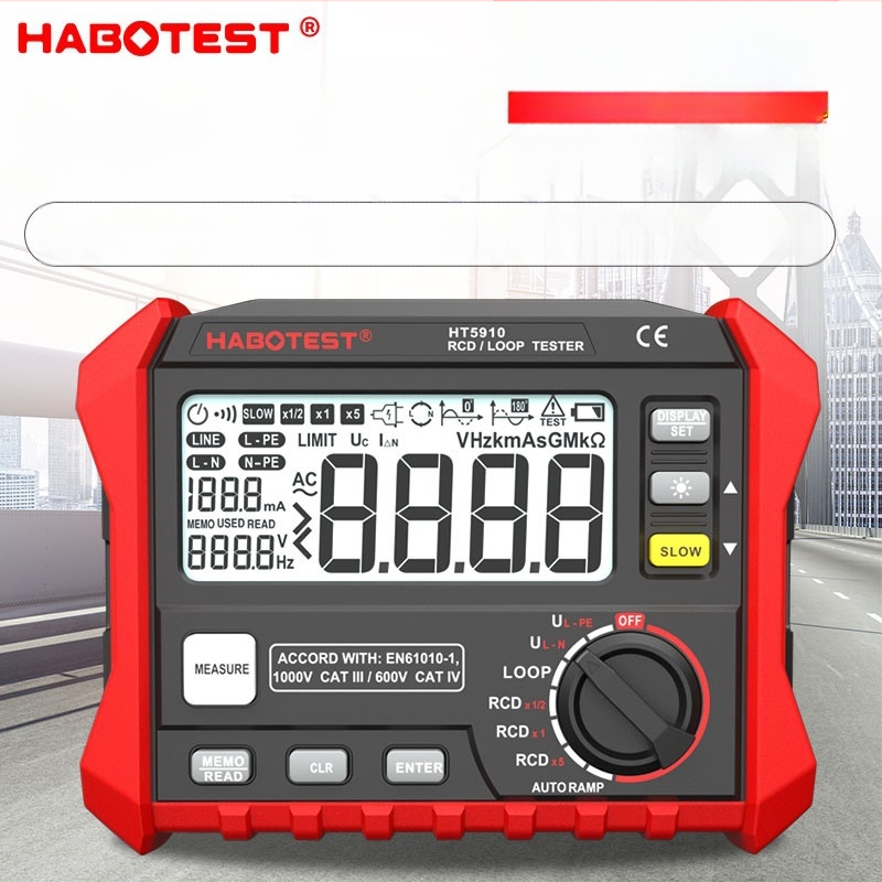 Huabo HT5910 ψηφιακός μετρητής διαρροής ρεύματος σε κύκλωμα διακόπτη με αντίσταση βρόχου, για επαγγελματική χρήση, κινεζική προέλευση, δυνατότητα ιδιωτικής ετικέτας