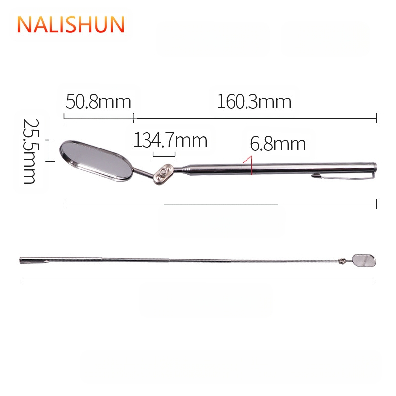 Τηλεσκοπτικό καθρέφτης επιθεώρησης αυτοκινήτου με καθολικά αναδιπλούμενο τετράγωνο κεφάλι – ενδοσκοπικός καθρέφτης, 70 g