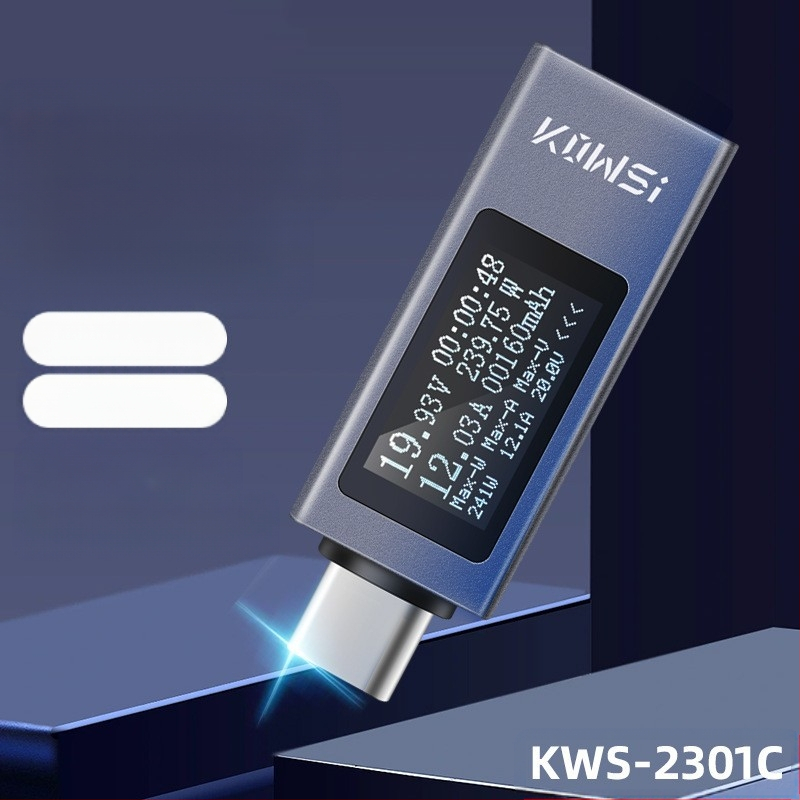 Keweisi Type-C ανιχνευτής φόρτισης για κινητά, PD έως 12A υψηλού ρεύματος, DC βολτόμετρο και μετρητής ισχύος