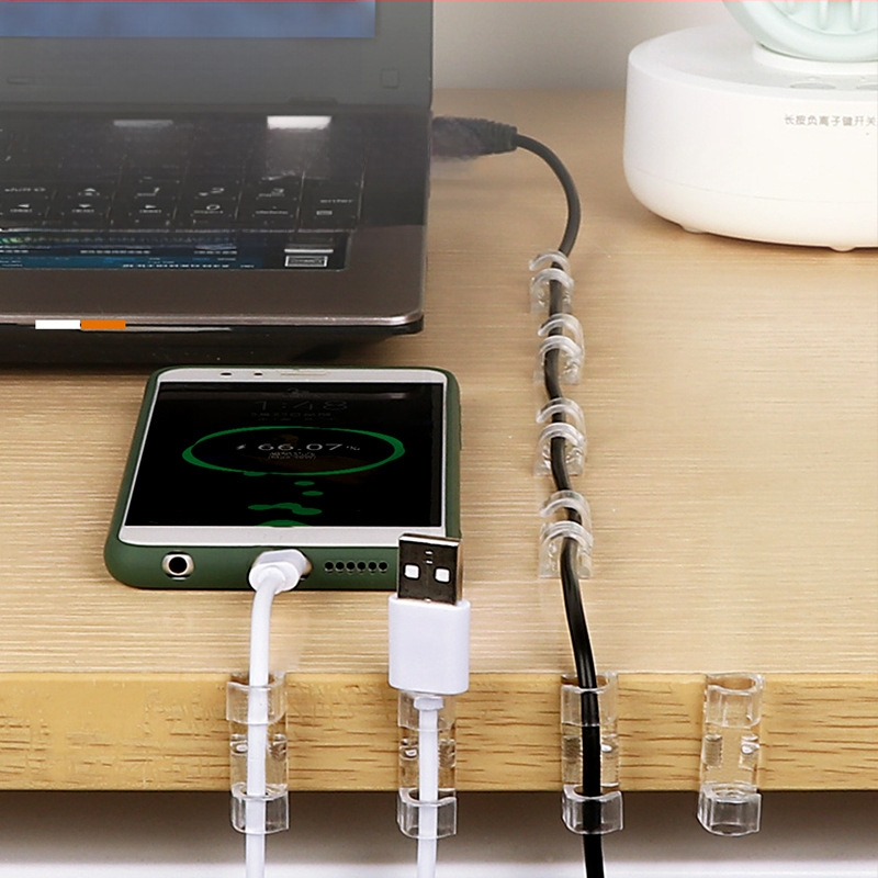 Клип за кабели – пластмасов организатор за управление на кабели, прост дизайн, подходящ за кабели за данни и мрежови кабели, пакет 20