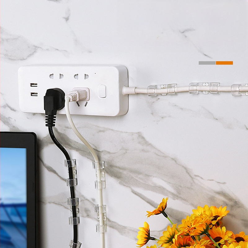 Клип за кабели – пластмасов организатор за управление на кабели, прост дизайн, подходящ за кабели за данни и мрежови кабели, пакет 20