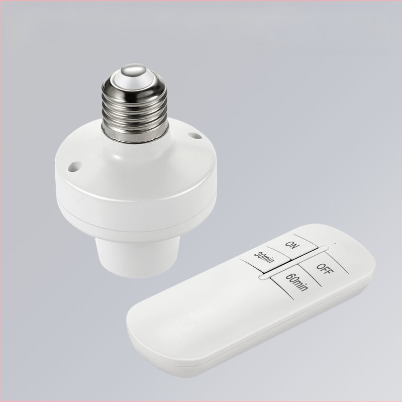 E27 lempos lizdas su RF433 belaidžio nuotolinio valdymo ir laikmačiu, 90-250V, 10A