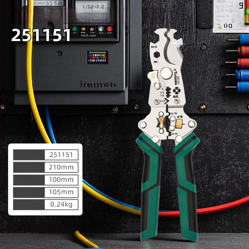 Tuosen sklopivi alat za skidanje izolacije s vodiča – svestrane klešta za skidanje izolacije, kabelski rezač, model 251151, težina 0.24 kg
