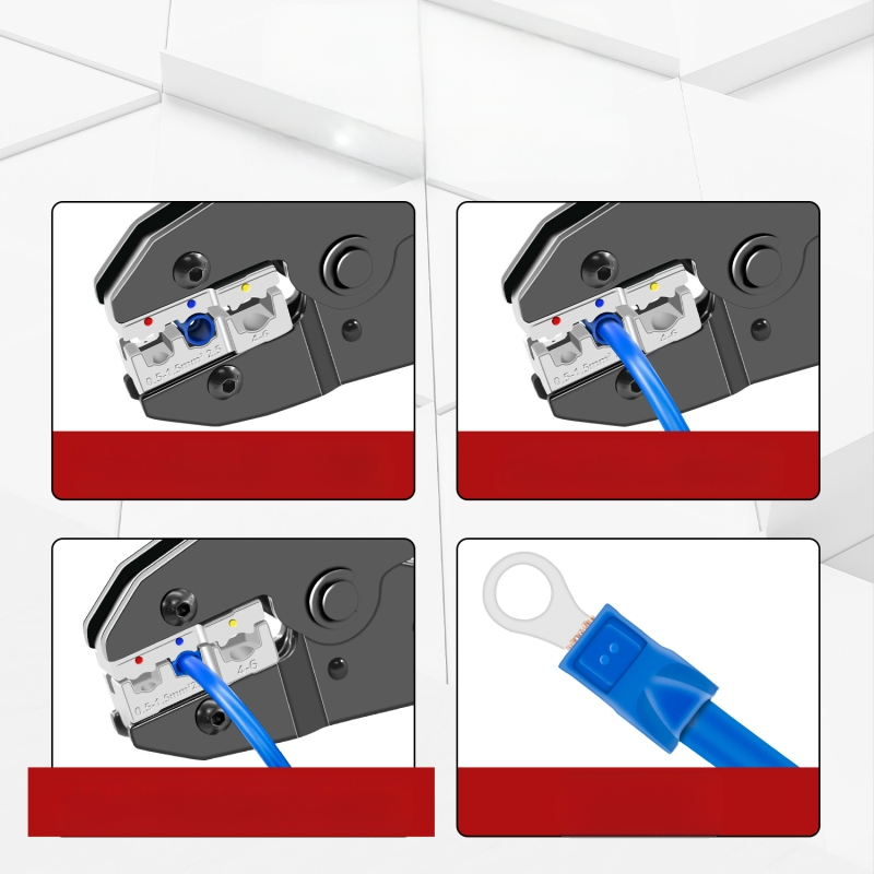 Daugiafunkcinės crimpavimo replės rinkinys – skirtas izoliuotiems, plikiems ir kištukiniams terminalams, SANJIANG, aukštos anglies plienas, svoris 1.2