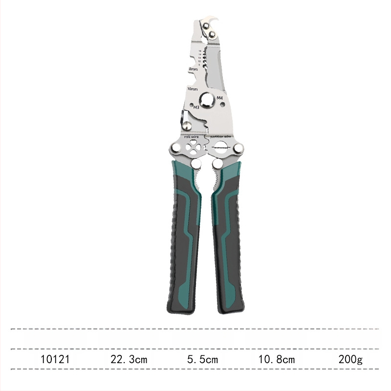 Električarske kliješta za rezanje i skidanje izolacije žica, višenamjenske s ravnom glavom, sklopne, težina 0,2 kg, Sco