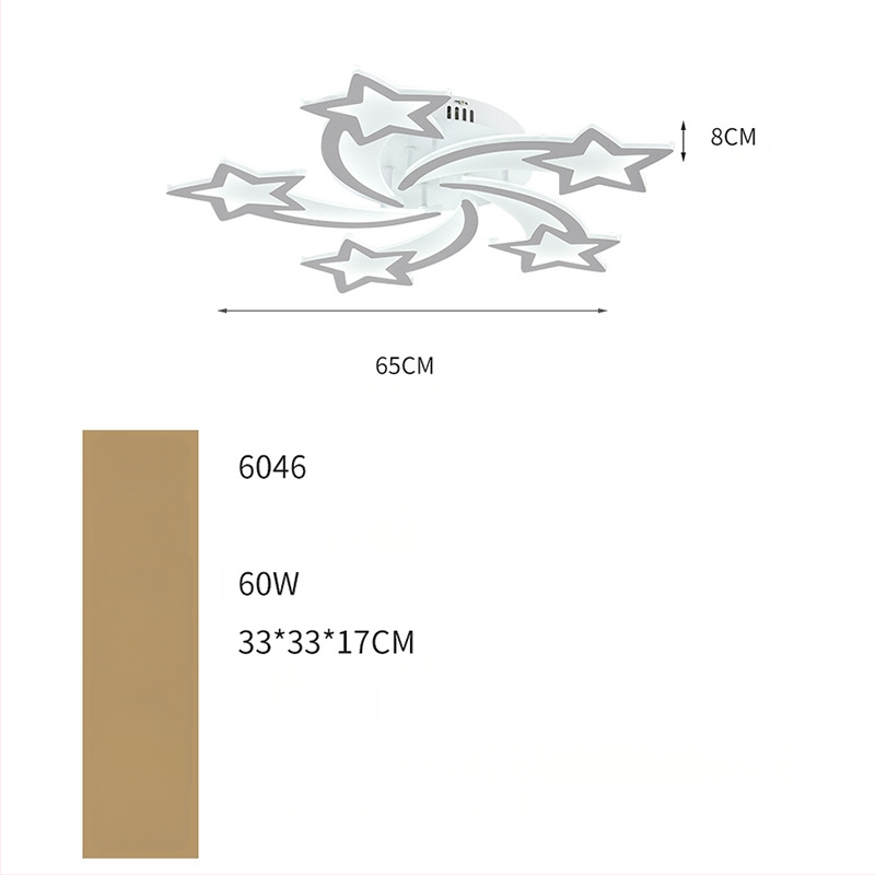 Šiuolaikinė minimalistinė LED lubų lemputė su 6 šaltiniais, reguliuojamas apšvietimas, 220V, CRI 80–90, apšviečia 8–12 m²