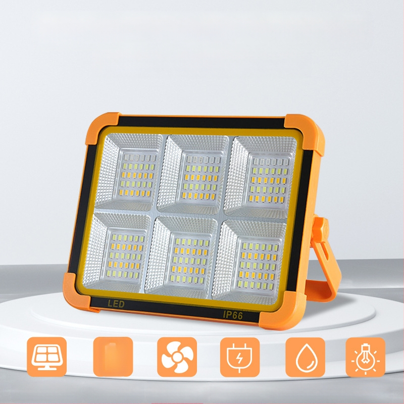 Saulės energijos kempingo lemputė – nešiojama LED prožektorius vidaus ir lauko naudojimui, USB avarinis apšvietimas, 6V