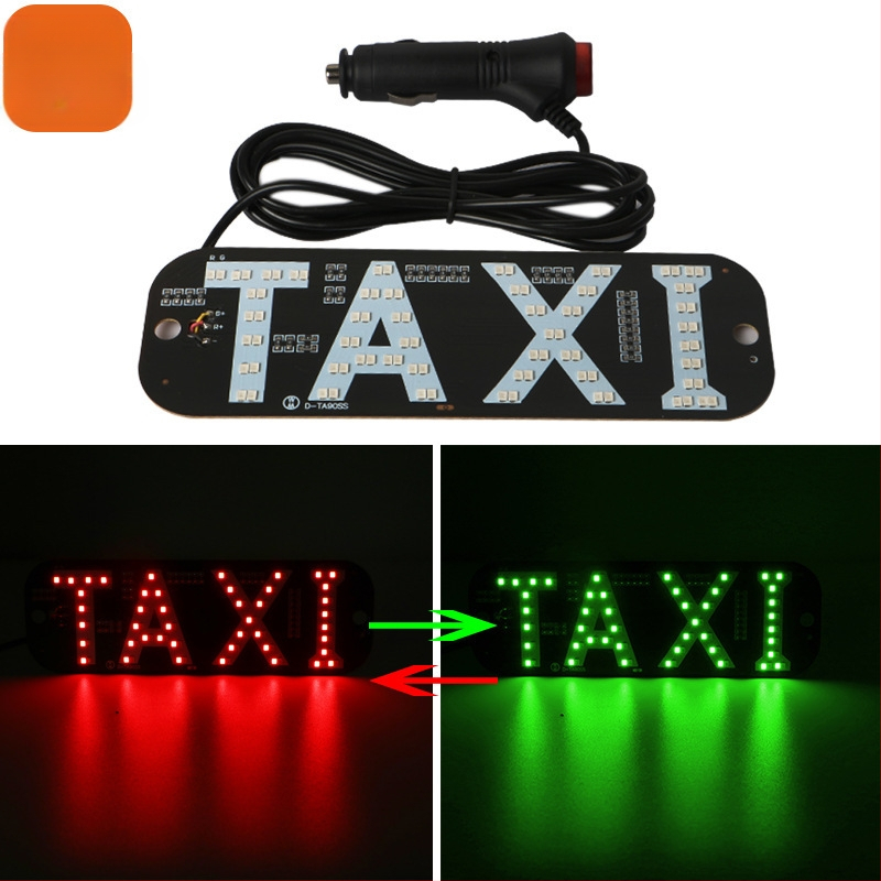 Taksi LED dekoras su uždegiklio jungikliu, dviejų spalvų raudona/žalia, TAXI CARDS modelis, 12V, 5W, 0.42A, PCB medžiaga