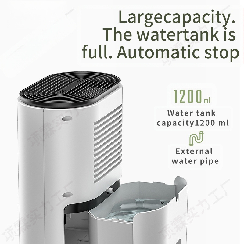 Namų naudojimui skirtas puslaidininkinis dehumidifikatorius, modelis CJ-2020-2, 21–30 m², vandens bakelis 1.0–2.5 L, drėgmės išsiurbimas <1 L/h, galia 45 W