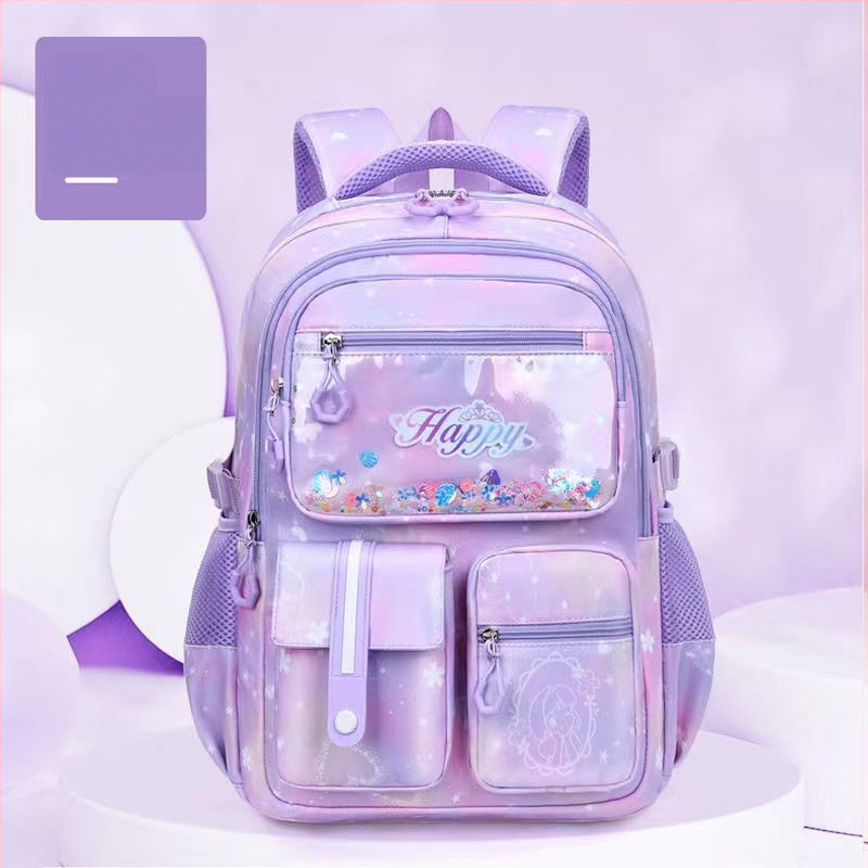 Mergaitėms skirta mokyklinė kuprinė 1–6 klasių, kvėpuojanti, atspari vandeniui, ultralengva, sumažina apkrovą ir saugo stuburą, su atšvaitiniais saugumo elementais.