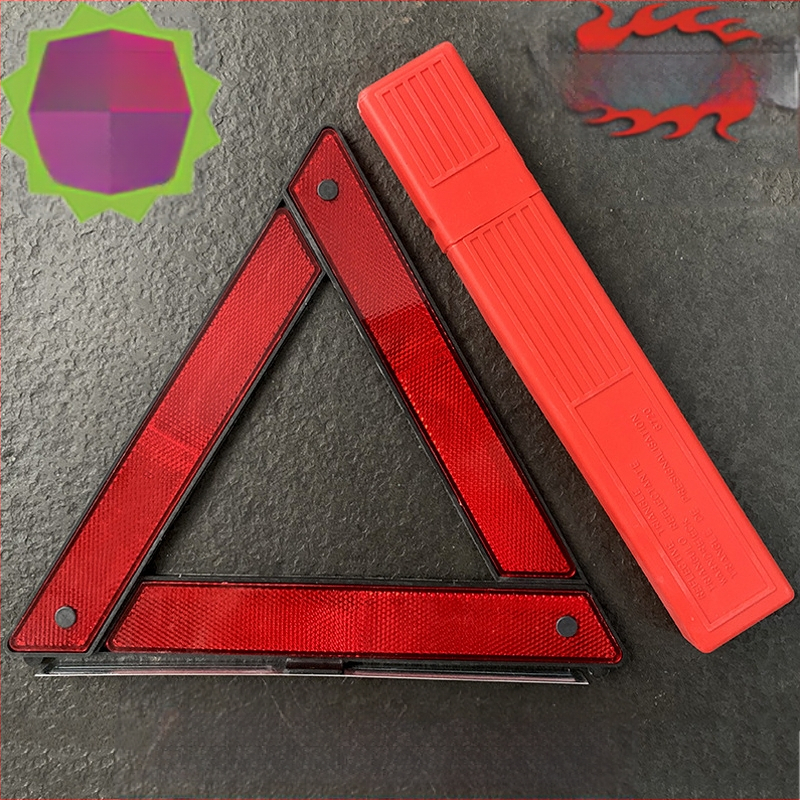ABS plastiko trikampio atšvaitinis įspėjamasis ženklas automobiliui su stovu, 12V maitinimas