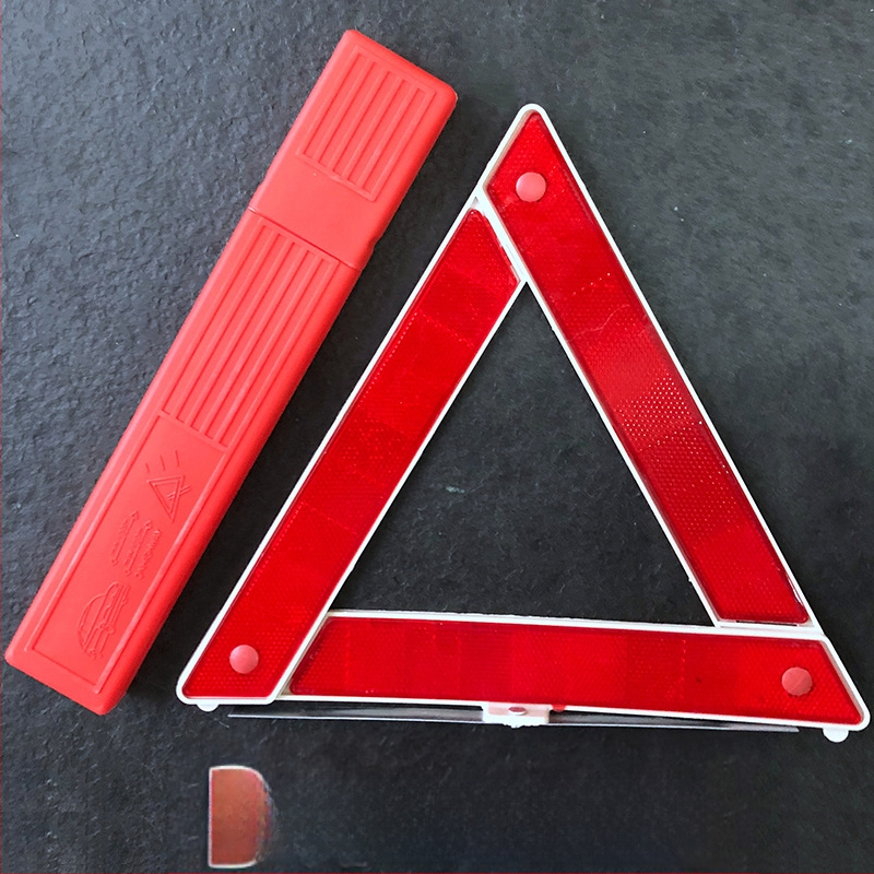 ABS plastiko trikampio atšvaitinis įspėjamasis ženklas automobiliui su stovu, 12V maitinimas