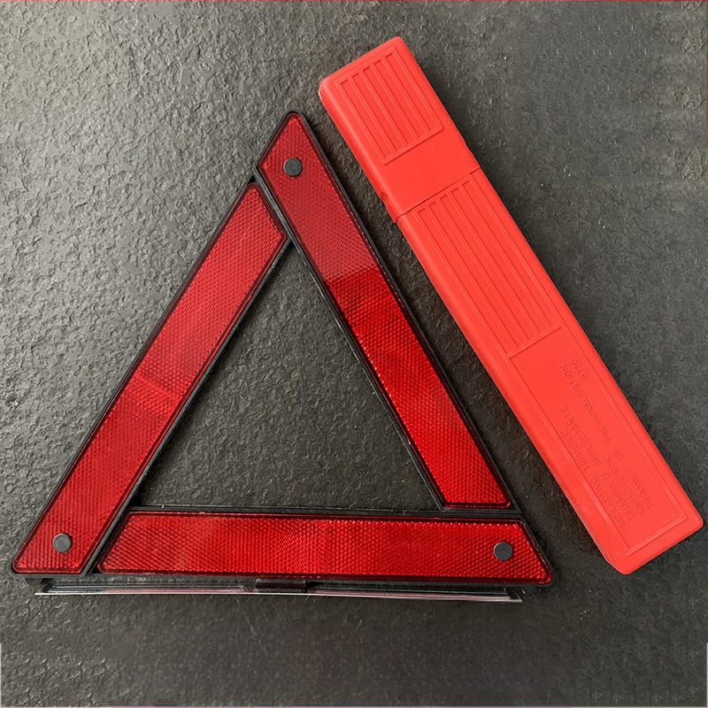 ABS plastiko trikampio atšvaitinis įspėjamasis ženklas automobiliui su stovu, 12V maitinimas