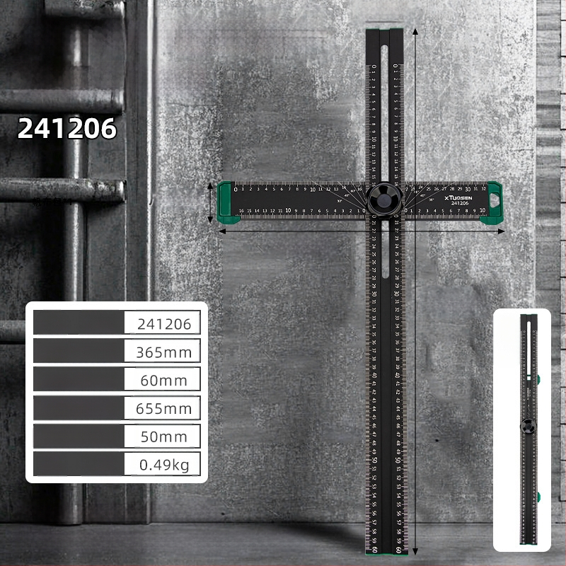XTUOSEN Αλουμινενιο Τ-Πλαίσιο για Ξυλουργική – Μετακινούμενο Γωνιόμετρο, 2-σε-1 Ρυθμιζόμενο Μέτρο