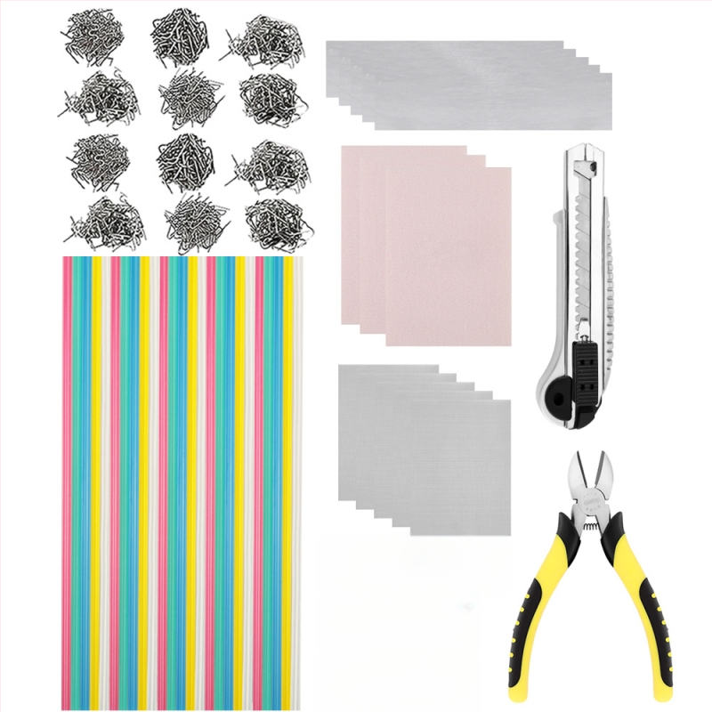 Automobilio buferio taisymo įrenginys su plastiko taisymo įrankiais, plastiko suvirinimo lazdelėmis ir replėmis — Neutralus prekės ženklas, neimportuotas