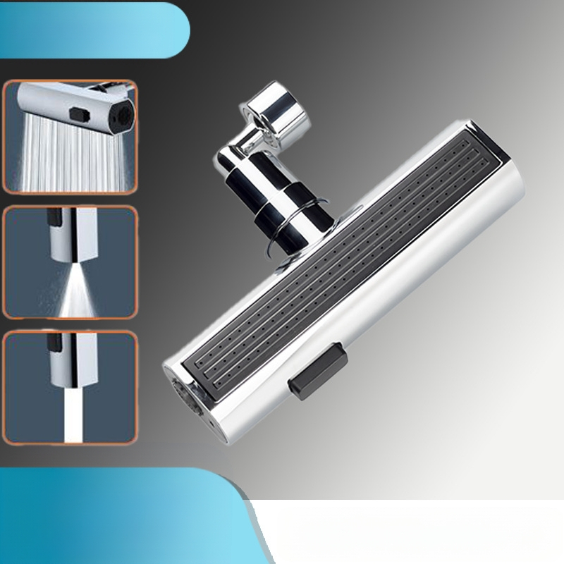 Kuhinjska slavina s zaštitom od prskanja, univerzalna okretna mlaznica, tri načina protoka, produžena glava, tijelo od bakra/plastike, elektroplatirani završetak