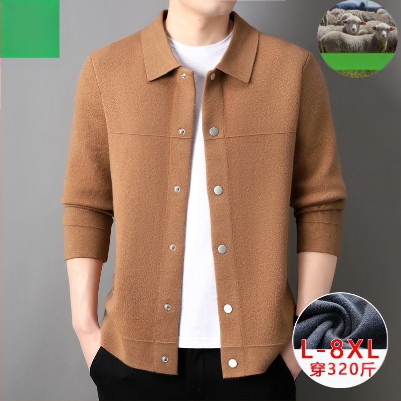 Vyrinis vilnos kardiganas – plona vilna 30–35%, storas mezginys, apykaklė su reveru, ilgos rankovės, rišinis kraštas