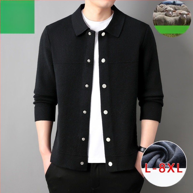 Vyrinis vilnos kardiganas – plona vilna 30–35%, storas mezginys, apykaklė su reveru, ilgos rankovės, rišinis kraštas