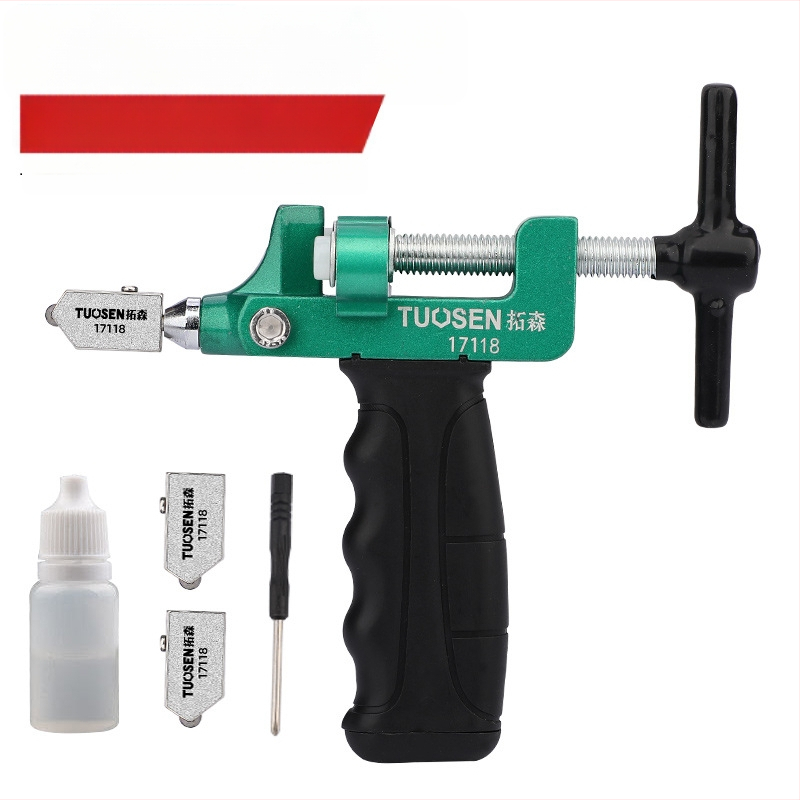 Topson ролерен нож за стъкло с двоен дизайн за откриване на граници – за рязане на стъкло и плочки, дебелина на рязане 3–10 мм