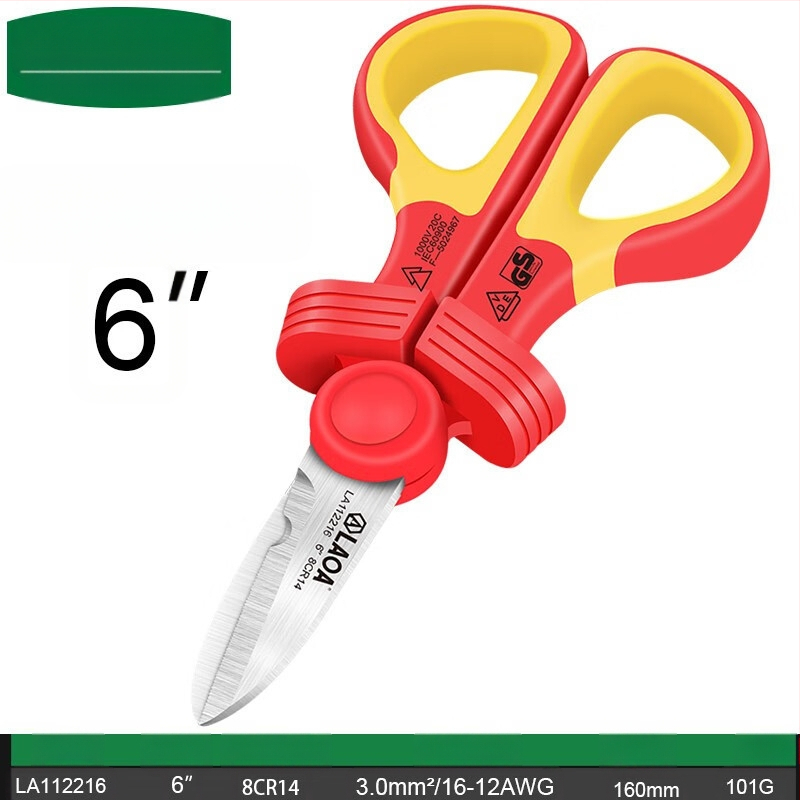 Old A Tool Izoliuotos elektros žirklės su VDE izoliacija, namų naudojimui, daugiafunkcinės kabelių kanalų žirklės, modelis LA112216